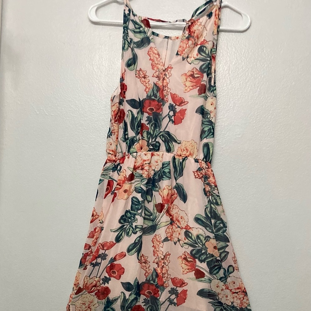 Forever 21 Pink Green Floral Sleeveless Maxi Dress Sz S